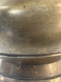 A pair of Chinese or Vietnamese gold-splashed bronze garlic-mouth 'dragon' vases, with seal mark, 17/18th C.