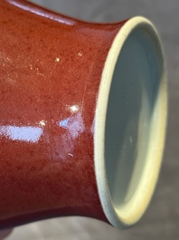 A Chinese copper-red-glazed vase, Xuande mark, 18/19th C.