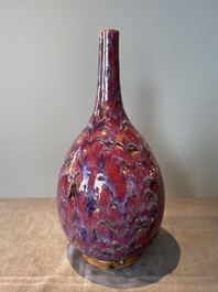 A Chinese flamb&eacute;-glazed bottle vase, 19th C.