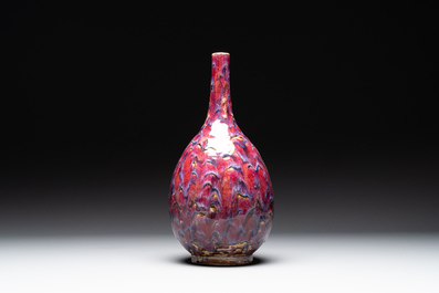 A Chinese flamb&eacute;-glazed bottle vase, 19th C.