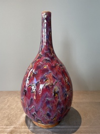 A Chinese flamb&eacute;-glazed bottle vase, 19th C.