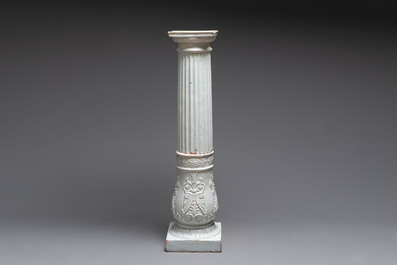 An unusual white-glazed faience column, Germany, 18th C.