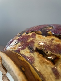 A Chinese flamb&eacute;-glazed bottle vase, 19th C.