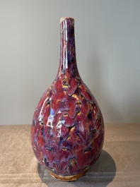 A Chinese flamb&eacute;-glazed bottle vase, 19th C.