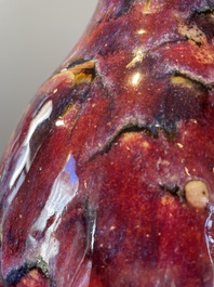 A Chinese flamb&eacute;-glazed bottle vase, 19th C.