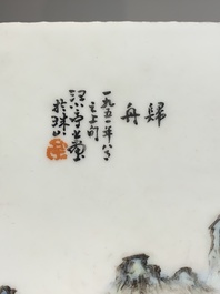 Five Chinese qianjiang cai wares, signed Wang Shaowei 王少維, Cheng Xingsheng 程興盛, Wang Xiaoting 汪小亭, 19/20th C.