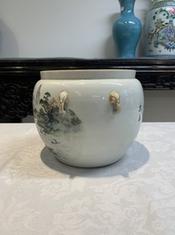 Five Chinese qianjiang cai wares, signed Wang Shaowei 王少維, Cheng Xingsheng 程興盛, Wang Xiaoting 汪小亭, 19/20th C.