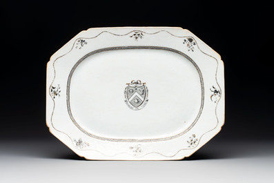 An impressive Chinese gilt-decorated grisaille 42-piece armorial dinner service with the arms of Lumsden for the English market, Qianlong, ca. 1785