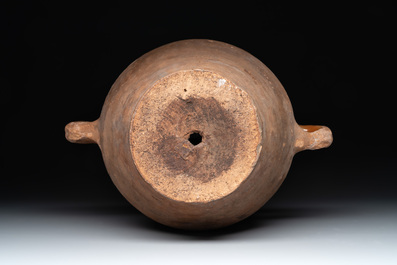 Nine pottery cooking vessels with partial glazing, Low Countries, 14/17th C.
