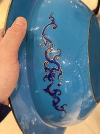 A Chinese Beijing enamel basin, Qianlong mark and of the period