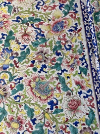 A massive Chinese Canton enamel rectangular tray with floral design, Yongzheng/Qianlong