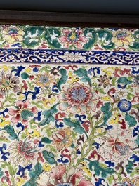 A massive Chinese Canton enamel rectangular tray with floral design, Yongzheng/Qianlong