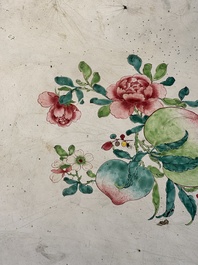 A massive Chinese Canton enamel rectangular tray with floral design, Yongzheng/Qianlong