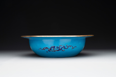 A Chinese Beijing enamel basin, Qianlong mark and of the period