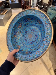A Chinese Beijing enamel basin, Qianlong mark and of the period