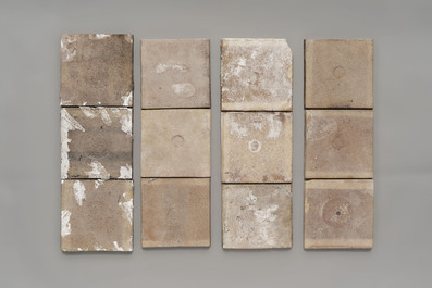 12 polychrome William de Morgan Persian-style tiles, 19th C.