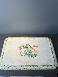 A massive Chinese Canton enamel rectangular tray with floral design, Yongzheng/Qianlong