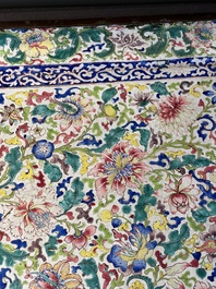 A massive Chinese Canton enamel rectangular tray with floral design, Yongzheng/Qianlong