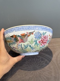 A varied collection of eight Chinese famille rose eggshell bowls, Jingdezhen mark, 20th C.