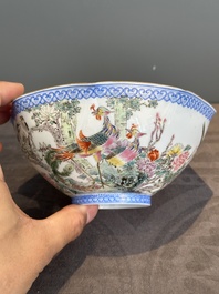 A varied collection of eight Chinese famille rose eggshell bowls, Jingdezhen mark, 20th C.