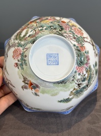 A varied collection of eight Chinese famille rose eggshell bowls, Jingdezhen mark, 20th C.