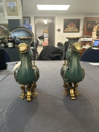 A pair of Chinese cloisonn&eacute; duck-form vases, 19/20th C.