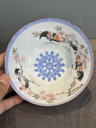 A varied collection of eight Chinese famille rose eggshell bowls, Jingdezhen mark, 20th C.