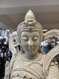 A large Chinese Dehua blanc de Chine figure of Weituo, He Chaozong 何朝宗 and Dehua 德化 mark, 20th C.
