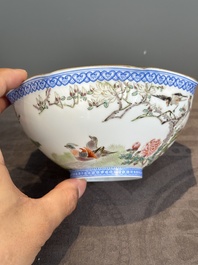 A varied collection of eight Chinese famille rose eggshell bowls, Jingdezhen mark, 20th C.