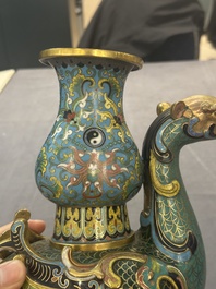 A pair of Chinese cloisonn&eacute; duck-form vases, 19/20th C.