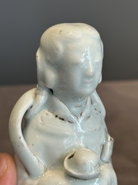 A pair of Chinese white-glazed figures and two Dehua blanc de Chine figures, Dehua 德化 and Xuande mark, 18th C. and later