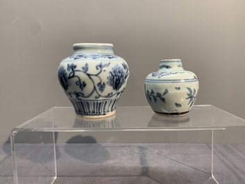 Two Chinese blue and white bowls, two jarlets and two ewers, Ming