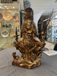 Two Chinese gilt-lacquered bronze sculptures of Bodhisattva, 20th C.