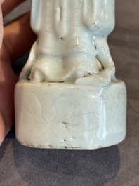 A pair of Chinese white-glazed figures and two Dehua blanc de Chine figures, Dehua 德化 and Xuande mark, 18th C. and later