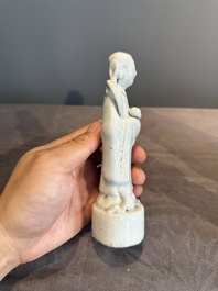 A pair of Chinese white-glazed figures and two Dehua blanc de Chine figures, Dehua 德化 and Xuande mark, 18th C. and later