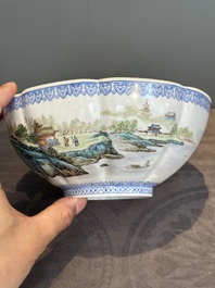 A varied collection of eight Chinese famille rose eggshell bowls, Jingdezhen mark, 20th C.