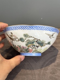 A varied collection of eight Chinese famille rose eggshell bowls, Jingdezhen mark, 20th C.