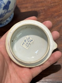 Two Chinese blue and white jugs and cover with floral design, Yongzheng/Qianlong