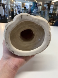 A Chinese Dehua blanc de Chine monk and a Guanyin, He Chaozong 何朝宗 and Dehua 德化 marks, 20th C.