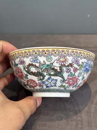 A varied collection of eight Chinese famille rose eggshell bowls, Jingdezhen mark, 20th C.