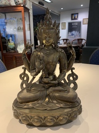A large Nepalese bronze sculpture of Usnisavijaya, 20th C.