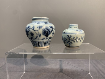 Two Chinese blue and white bowls, two jarlets and two ewers, Ming