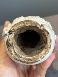 A pair of Chinese white-glazed figures and two Dehua blanc de Chine figures, Dehua 德化 and Xuande mark, 18th C. and later