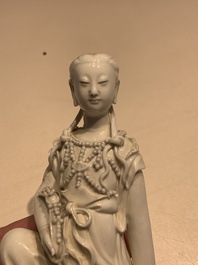 Two Chinese Dehua blanc de Chine figures of Guanyin, Xuande mark, 19/20th C.