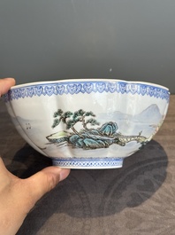 A varied collection of eight Chinese famille rose eggshell bowls, Jingdezhen mark, 20th C.