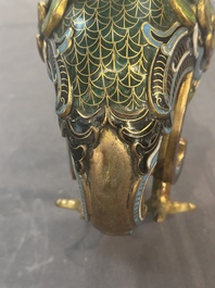 A pair of Chinese cloisonn&eacute; duck-form vases, 19/20th C.