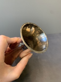 A Chinese silver 'battle scenes' 'yuhuchunping' vase, 19/20th C.