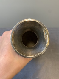 A Chinese silver 'battle scenes' 'yuhuchunping' vase, 19/20th C.