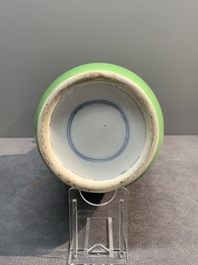 A Chinese lime-green-glazed rouleau vase, 19th C.