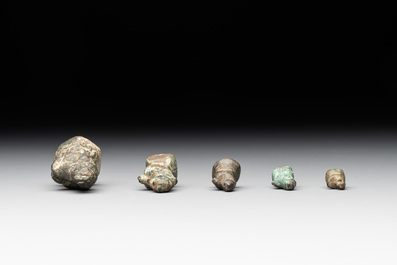 Ten Burmese bronze bird-form opium weights, 18/19th C.